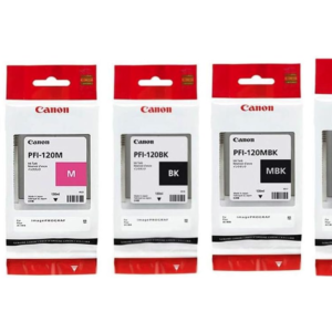 Canon PFI120 Pigment Ink Tank Bundle (Matte Black, Cyan, Magenta, Yellow, Black) in Retail Packaging